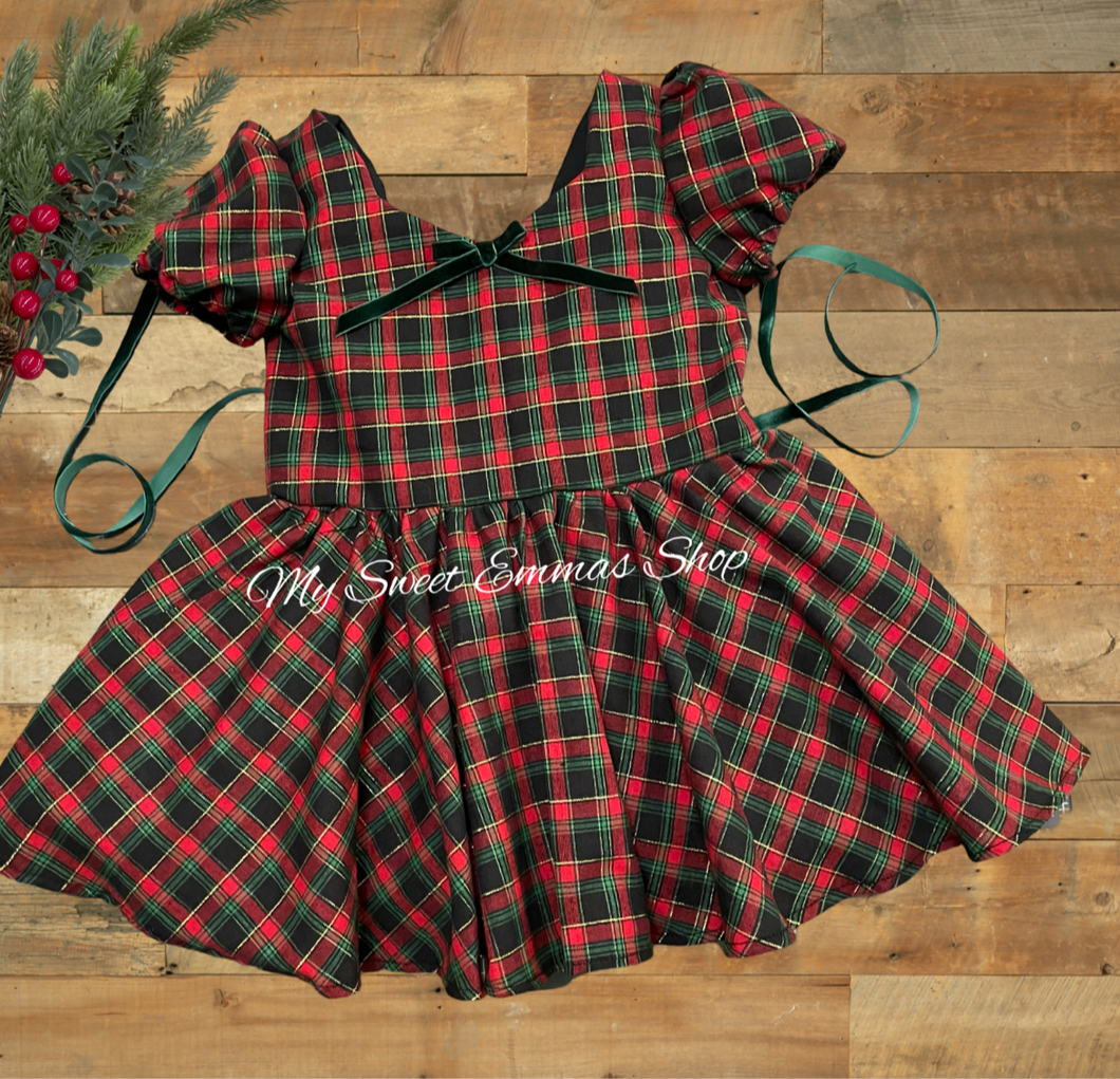 Size 4 metallic plaid dress RTS