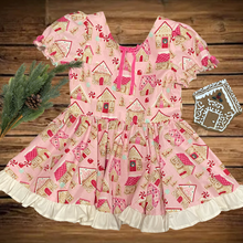 Load image into Gallery viewer, 4T gingerbread house dress RTS
