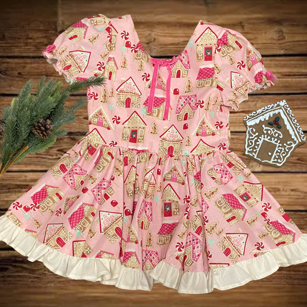 4T gingerbread house dress RTS