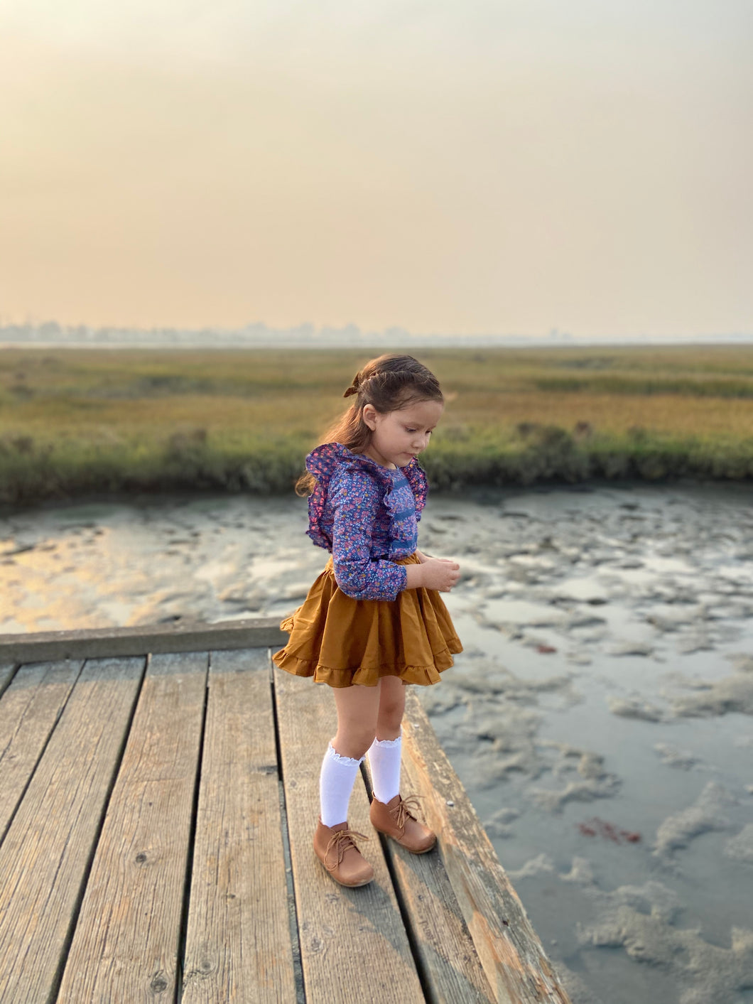 Rust ruffle skirt