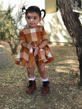 Load image into Gallery viewer, Flannel pumpkin plaid dress
