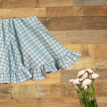 Load image into Gallery viewer, Blue gingham ruffle skirt
