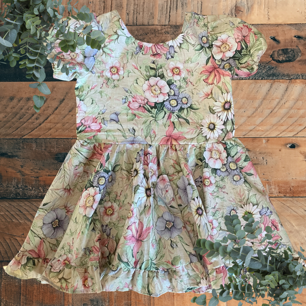 4T RTS Cream floral dress