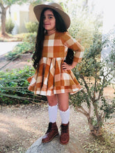 Load image into Gallery viewer, Flannel pumpkin plaid dress
